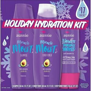 Aussie Miracle Moist Holiday Hydration Kit Shampoo, Conditioner & Deep Condition